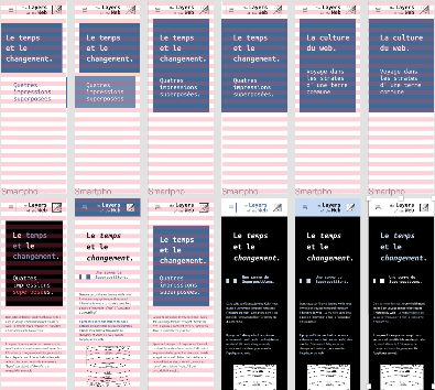 Screenshot de différents essais de layout